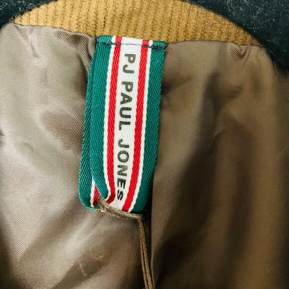 Paul Jones Sz M Wool Herringbone Sport Coat Blazer Jacket Brown Corduroy Collar - Picture 12 of 14